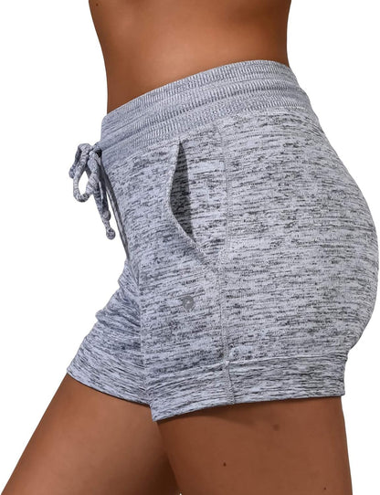Womens Soft Sweat Shorts High Waisted Drawstring Lounge Shorts with Pockets